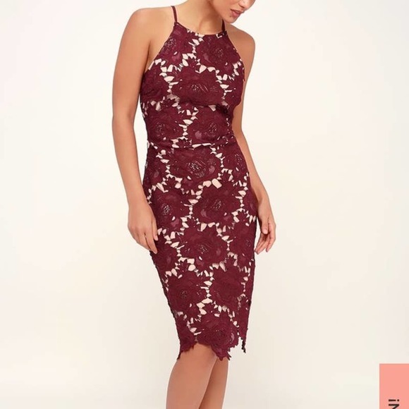 Lulus Dresses & Skirts - LULUS Temps De L'Amour Burgundy Bodycon Midi NWT L